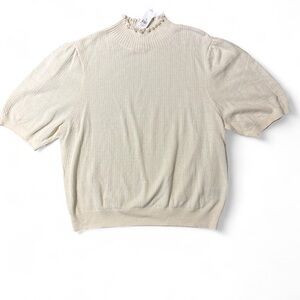 GAP Cream Ruffled Sweater Top